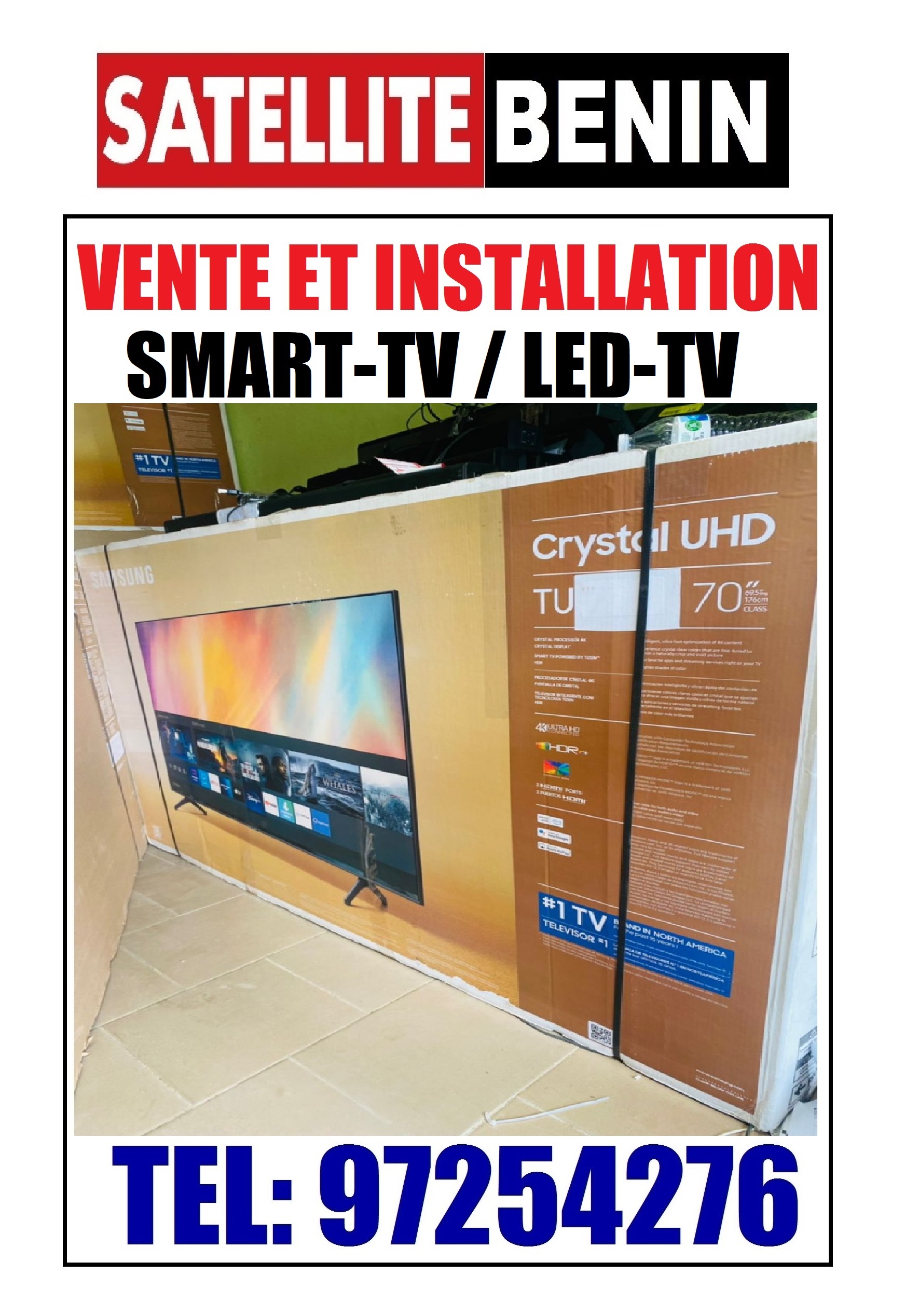 Vente et installation des Postes televiseurs de 32 pouces jusqu'a 100 pouces