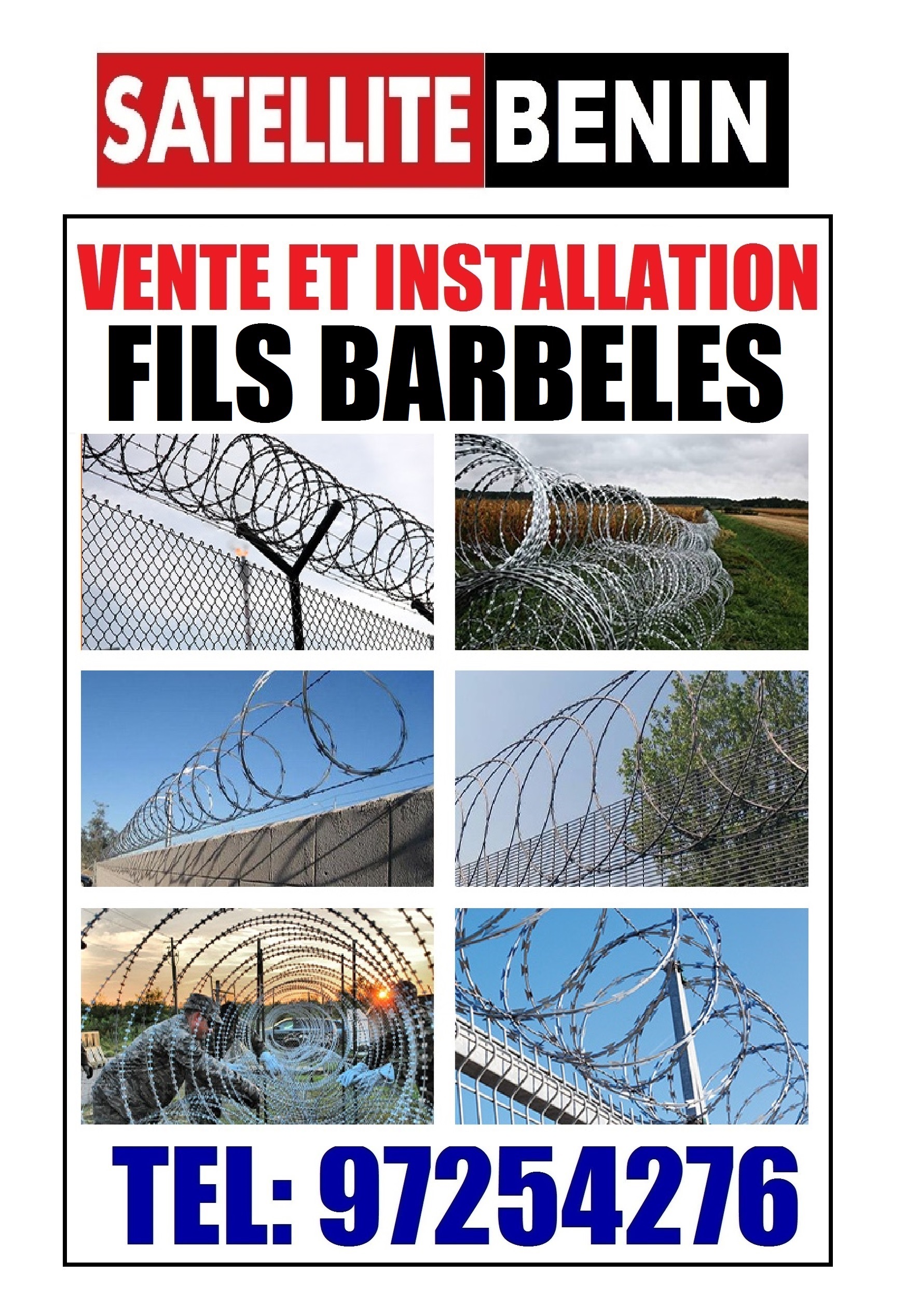 Vente et installation des Barbelées et Fils de clotures electrqiue de securité .