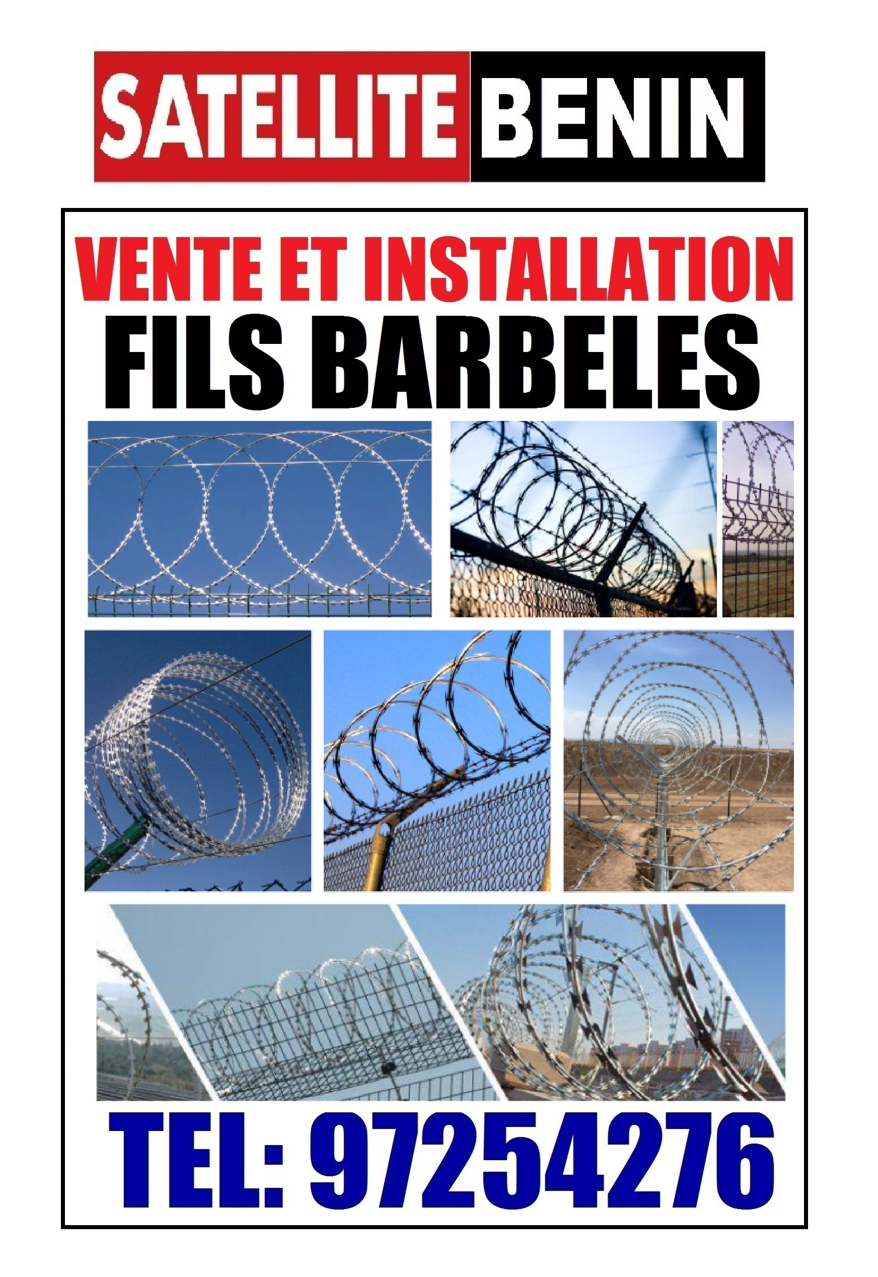 Vente et installation des Barbelées et Fils de clotures electrqiue de securité .