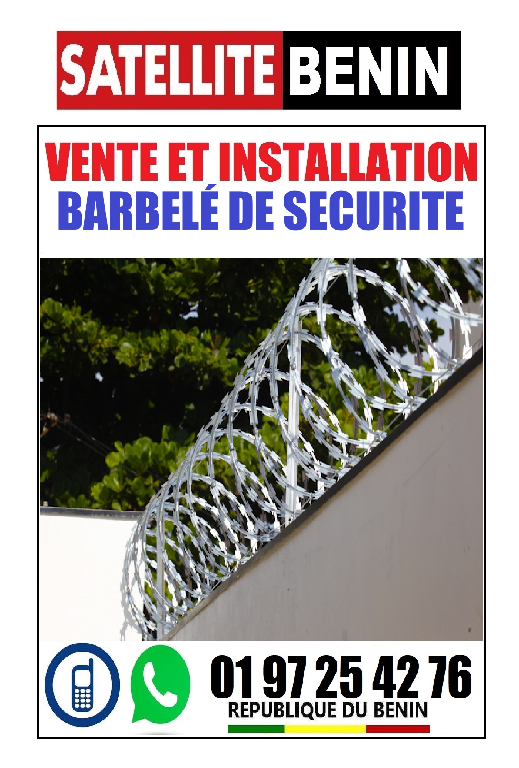 Vente et installation des Barbelées et Fils de clotures electrqiue de securité .