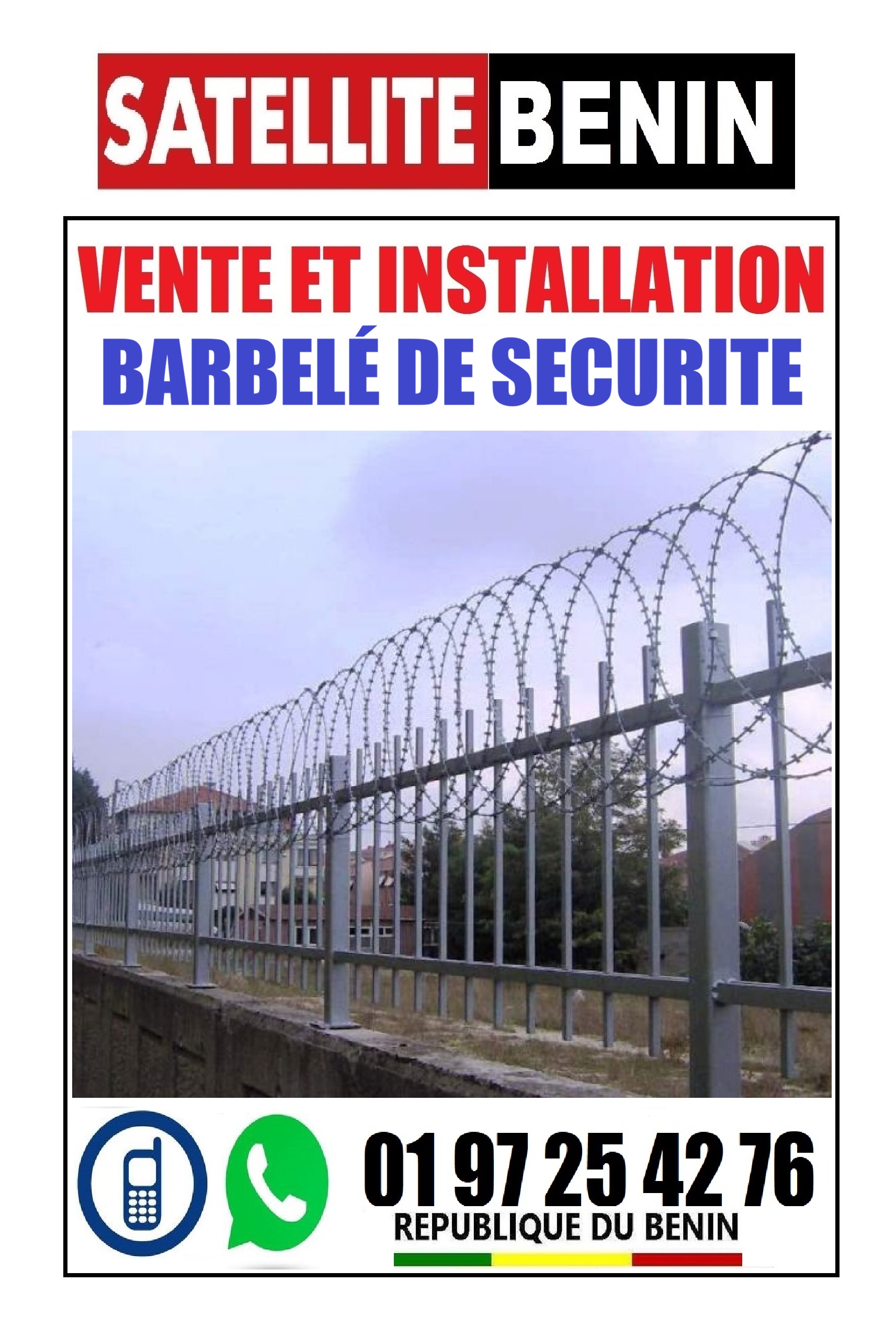 Vente et installation des Barbelées et Fils de clotures electrqiue de securité .