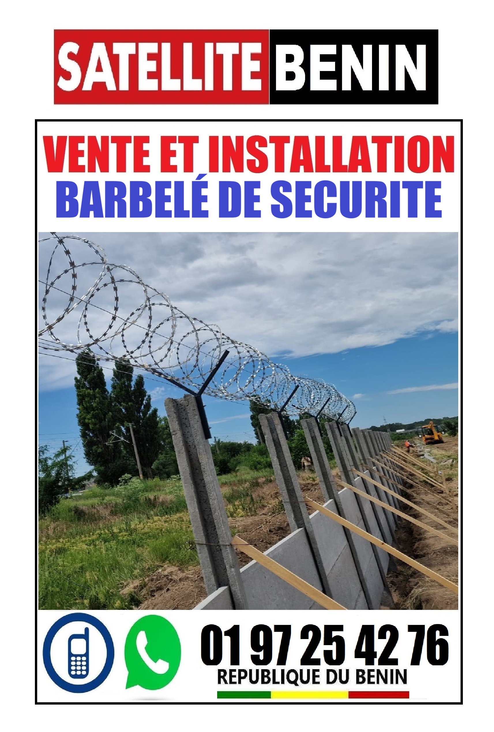 Vente et installation des Barbelées et Fils de clotures electrqiue de securité .