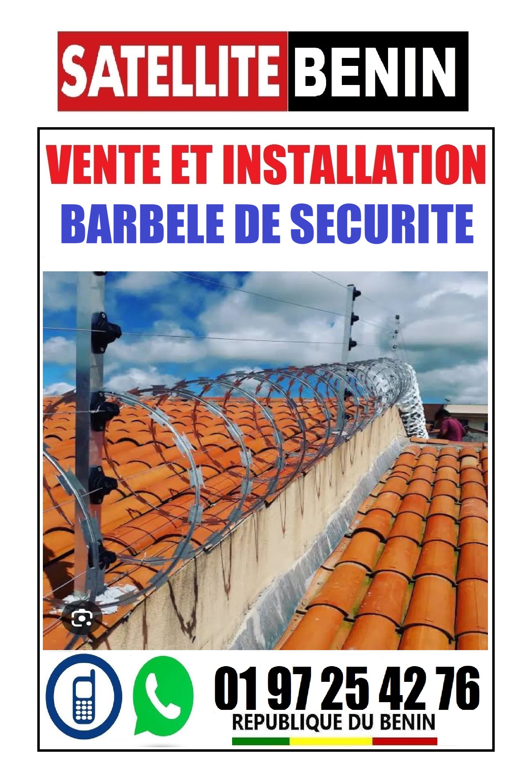 Vente et installation des Barbelées et Fils de clotures electrqiue de securité .
