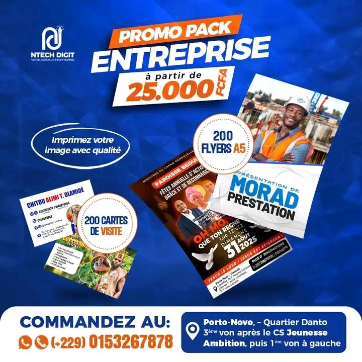 Pack Entreprise Complet  200 Cartes de Visite et 200 Flyers A5